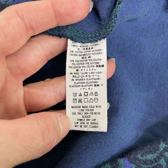 Free People Shift Dress Womens XS Blue Textured Print Amelia Knit Mock Neck Mini - Picture 4 of 13